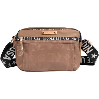 Bolsa Cruzada Nicole Lee Keysha de Nylon -Taupe