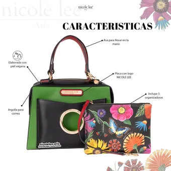 Bolsa de mano Nicole Lee con monedero - Butter-Flower Black